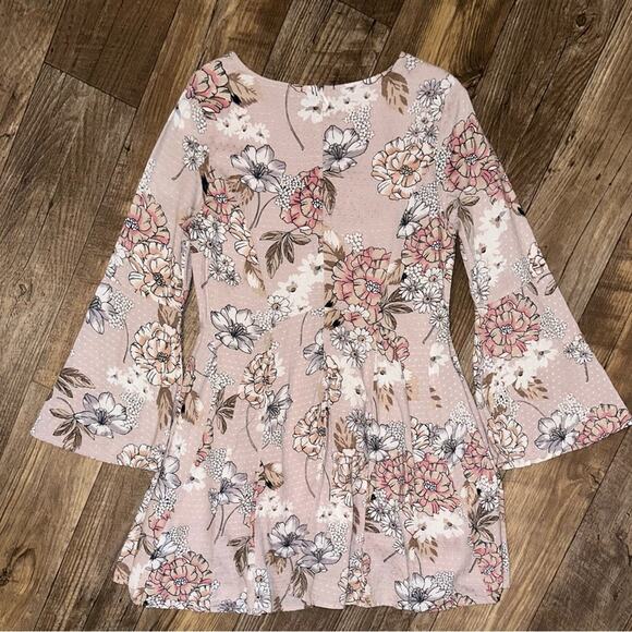 Altar’d State Floral Bell Sleeve Fit & Flare Dress Size Medium - Picture 7 of 14